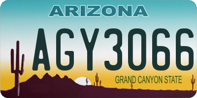 AZ license plate AGY3066