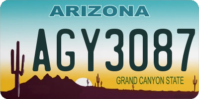 AZ license plate AGY3087