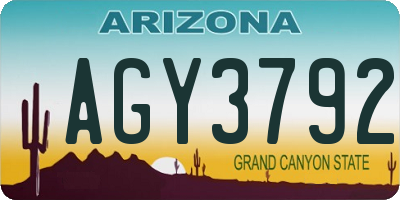 AZ license plate AGY3792