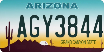 AZ license plate AGY3844
