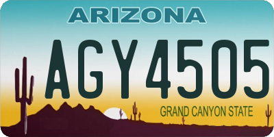 AZ license plate AGY4505