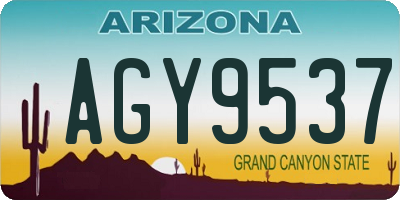AZ license plate AGY9537