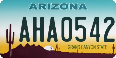 AZ license plate AHA0542