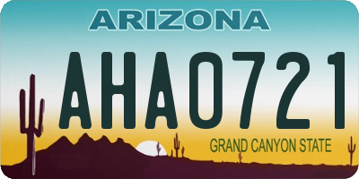 AZ license plate AHA0721