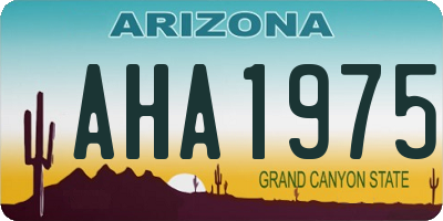 AZ license plate AHA1975