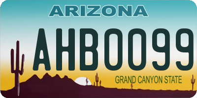 AZ license plate AHB0099