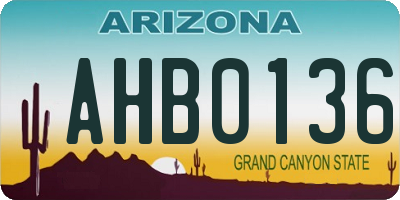 AZ license plate AHB0136