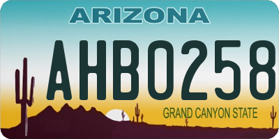 AZ license plate AHB0258