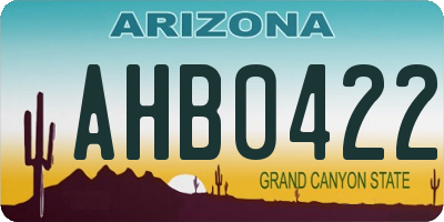 AZ license plate AHB0422