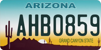 AZ license plate AHB0859