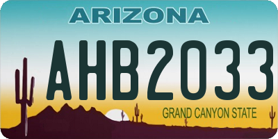 AZ license plate AHB2033