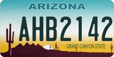 AZ license plate AHB2142