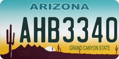 AZ license plate AHB3340