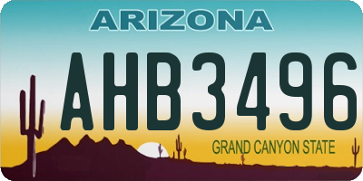 AZ license plate AHB3496