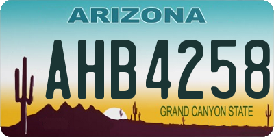 AZ license plate AHB4258