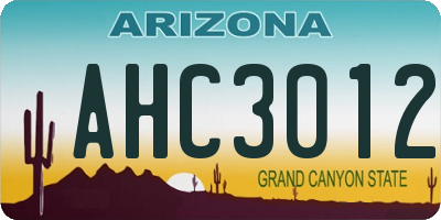 AZ license plate AHC3012