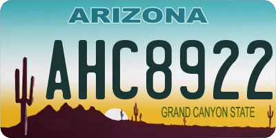 AZ license plate AHC8922