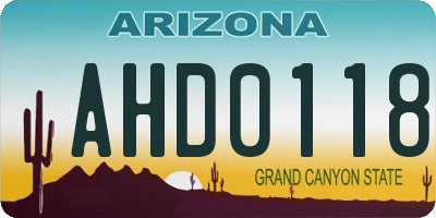 AZ license plate AHD0118