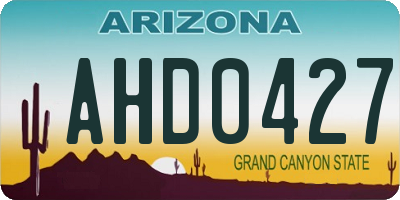 AZ license plate AHD0427