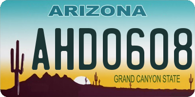 AZ license plate AHD0608