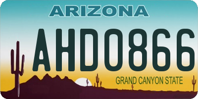 AZ license plate AHD0866