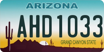 AZ license plate AHD1033
