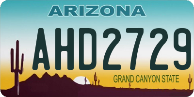 AZ license plate AHD2729