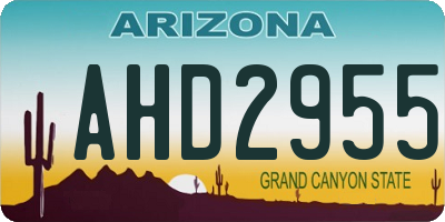 AZ license plate AHD2955