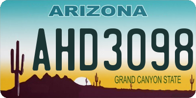 AZ license plate AHD3098