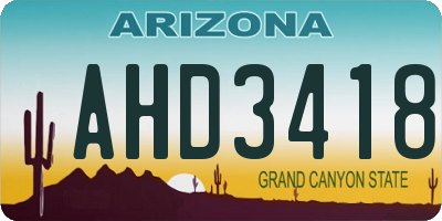 AZ license plate AHD3418