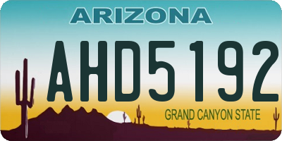 AZ license plate AHD5192