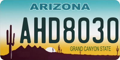 AZ license plate AHD8030