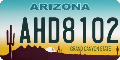 AZ license plate AHD8102