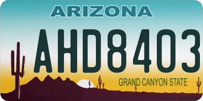 AZ license plate AHD8403