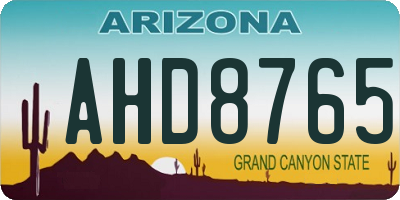 AZ license plate AHD8765
