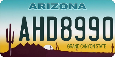 AZ license plate AHD8990