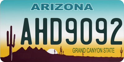 AZ license plate AHD9092