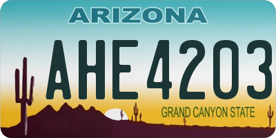 AZ license plate AHE4203