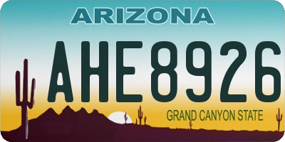 AZ license plate AHE8926