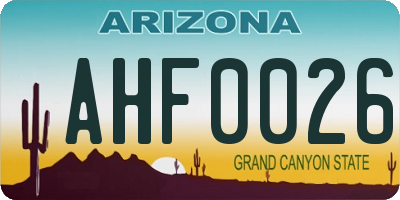 AZ license plate AHF0026