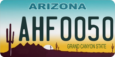 AZ license plate AHF0050