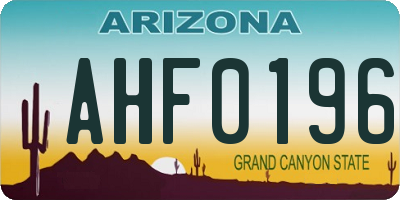 AZ license plate AHF0196