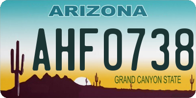 AZ license plate AHF0738