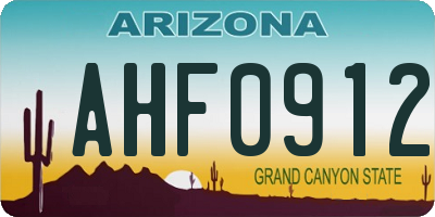 AZ license plate AHF0912