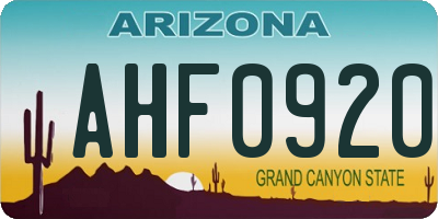 AZ license plate AHF0920