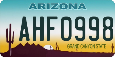 AZ license plate AHF0998