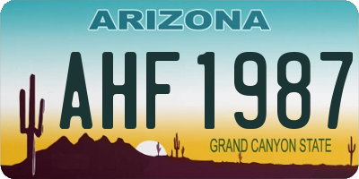 AZ license plate AHF1987