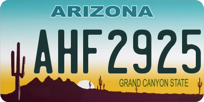AZ license plate AHF2925