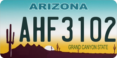 AZ license plate AHF3102