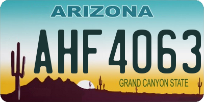 AZ license plate AHF4063